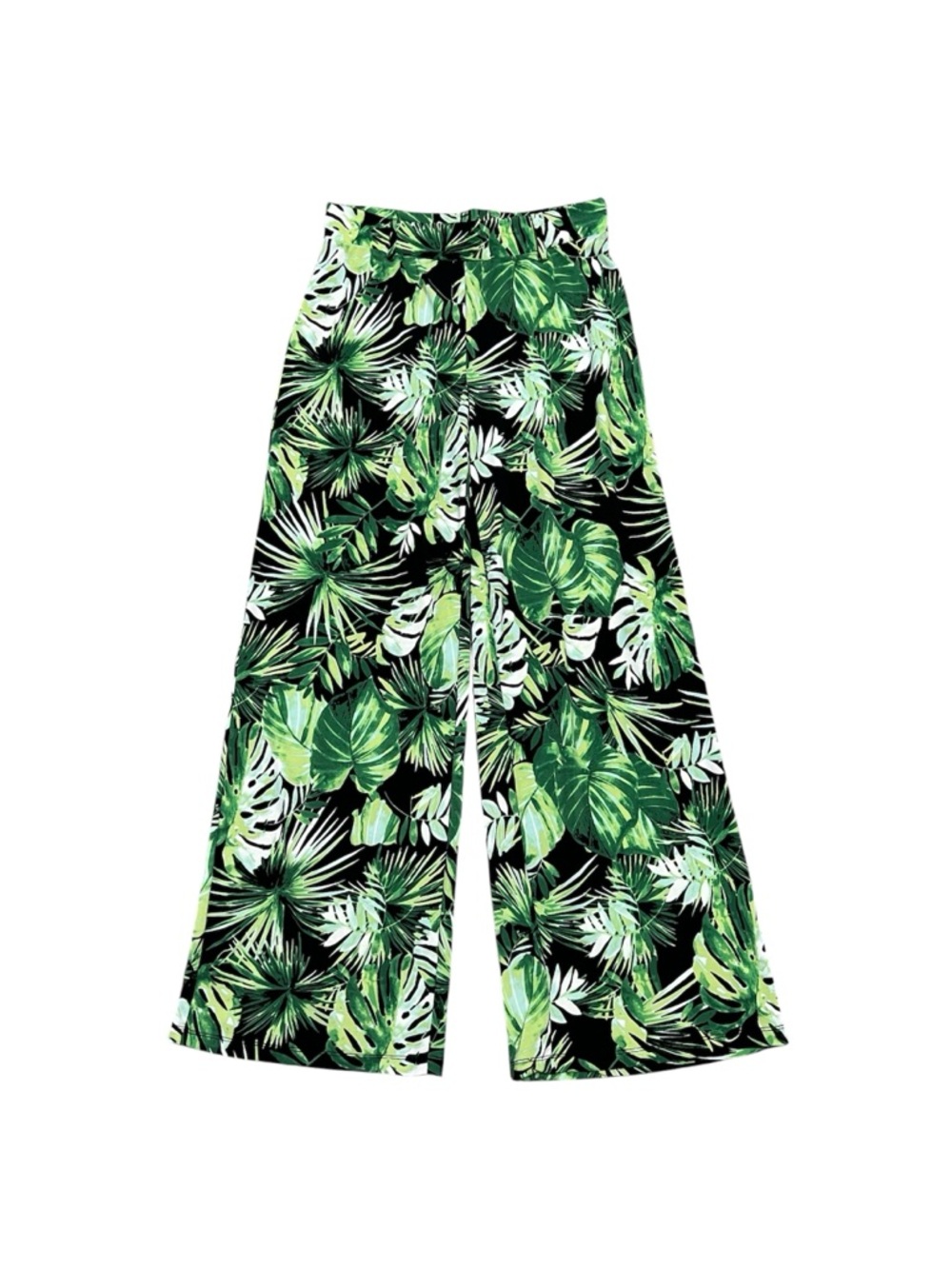 NWT JOAN VASS NEW YORK wide leg tropical leaf breezy silhouette pants size SMALL